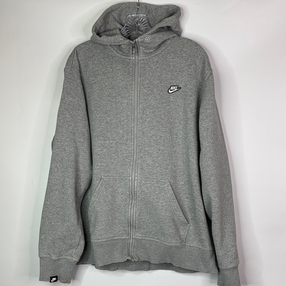 Nike Gray Side Swoosh Hooded Zip Up Sweatshirt Size XXL